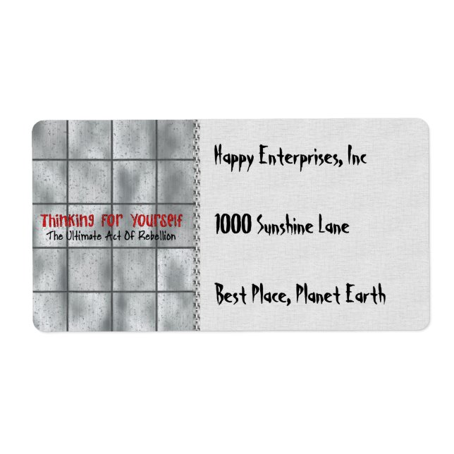 Att tänka på dig själv fraktsedel (Framsidan)