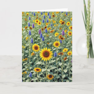Att tänka på dig Solros och Wildblomma Fält Kort