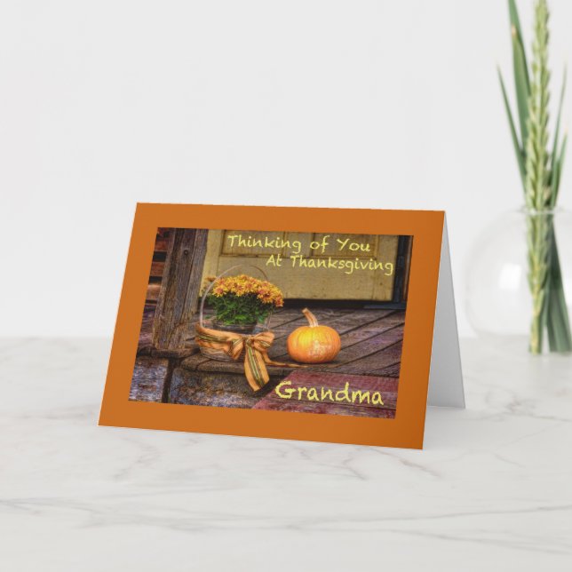 Att tänka på dig vid Thanksgiving Grandma Card Helgkort (Framsida)
