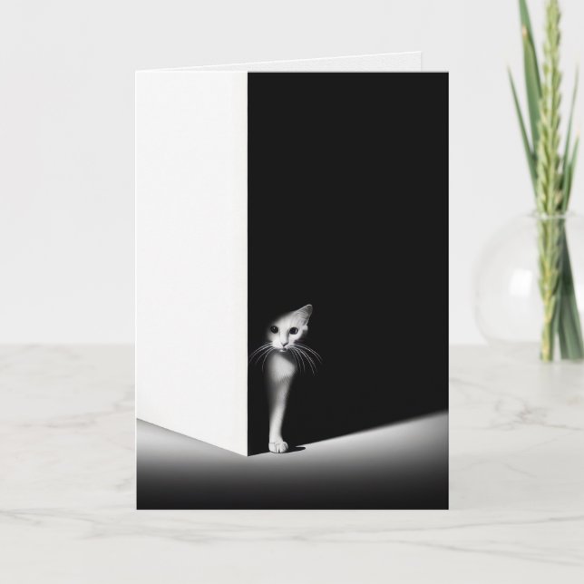 Att tänka på dig vit katt i skuggor kort (Framsida)