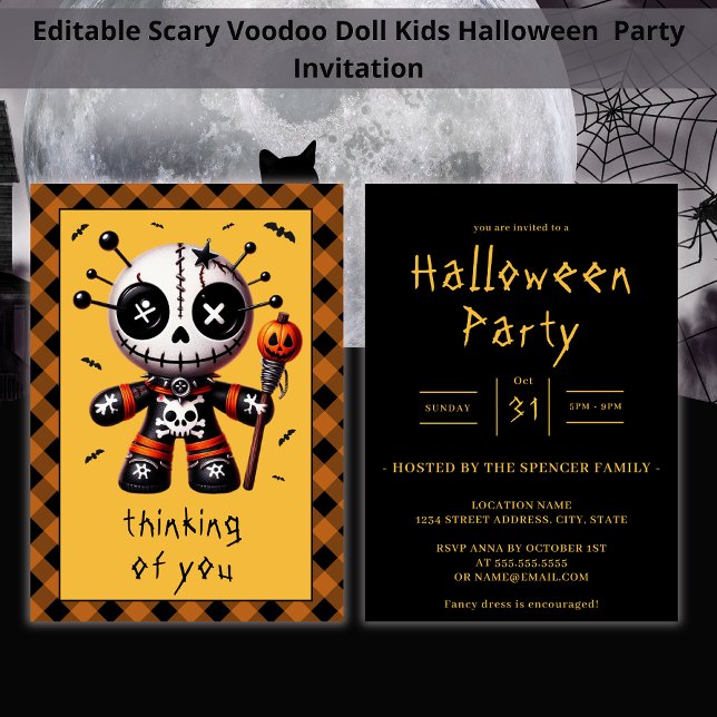 Att tänka på dig Voodoo Doll Halloween fest Inbjudningar (Skapare uppladdad)
