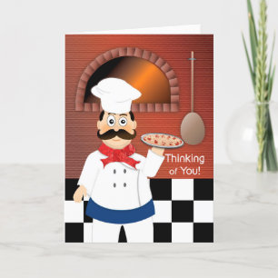 Att tänka på din italienska Chef Baking Pizza Hett Kort