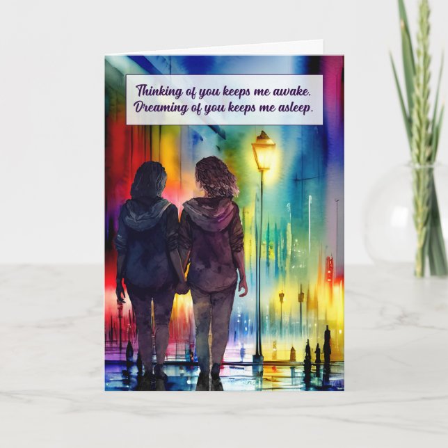 Att tänka på din Lesbisk, ett par Gay Rainbow Kort (Framsida)