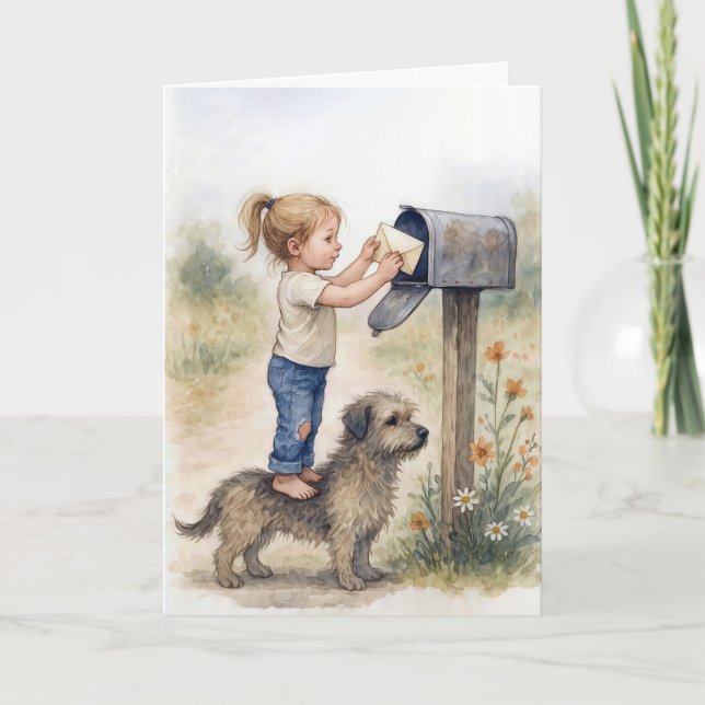 Att tänka på din lilla flicka som mejlar en Brev Kort (Framsida)