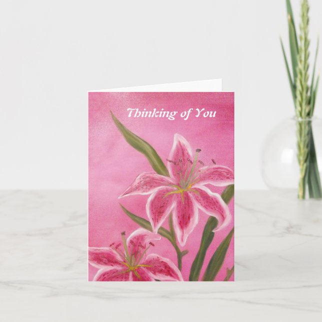 Att tänka på ditt kort med Lilies (Framsida)