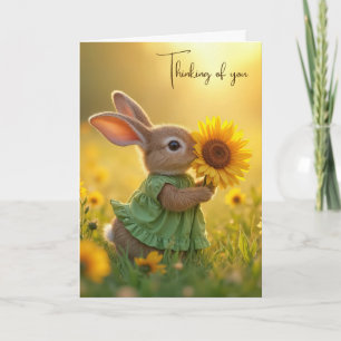 Att tänka på er Bunny Sniffing a Solros Kort