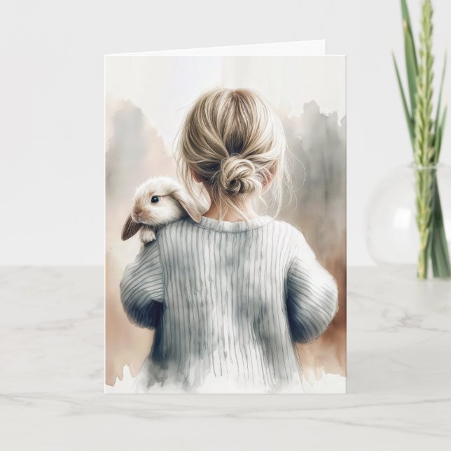 Att tänka på er flicka med en bunny kort (Framsida)