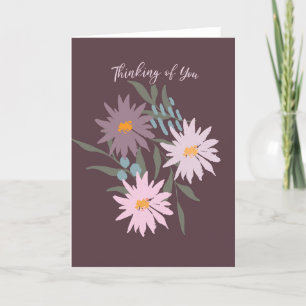 Att tänka på er Lila och Rosa Wildblommor Tack Kort
