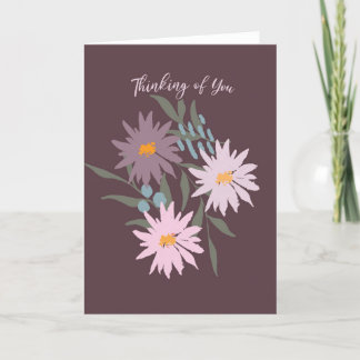 Att tänka på er Lila och Rosa Wildblommor Tack Kort