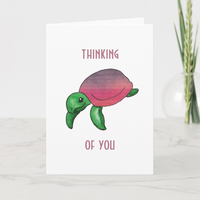 Att tänka på er Lila Sea Turtle Kort (Framsida)