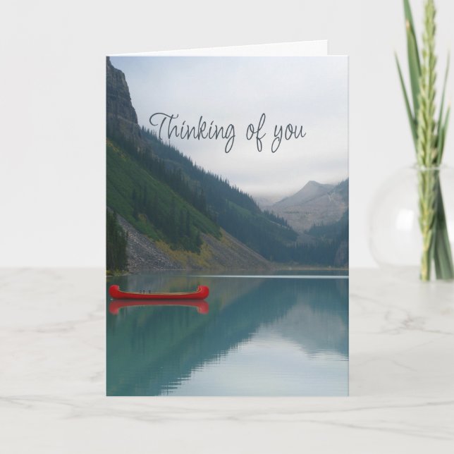 Att tänka på er Red Canoe Lugn Sjö berg Kort (Framsida)