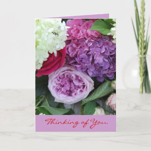 Att tänka på er Söt Blommigt Bouquet Flowers Kort