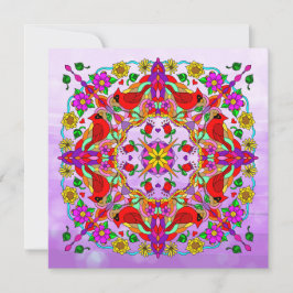 Att tänka på kardinal och Flowers Mandala Kort