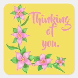 Att tänka på Rosa Flower L Design på Stickers Fyrkantigt Klistermärke
