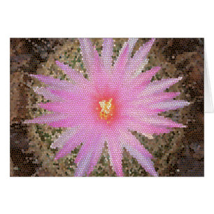 Att tänka på Rosa Mosaic Barrel Cactus Bloom Hälsningskort