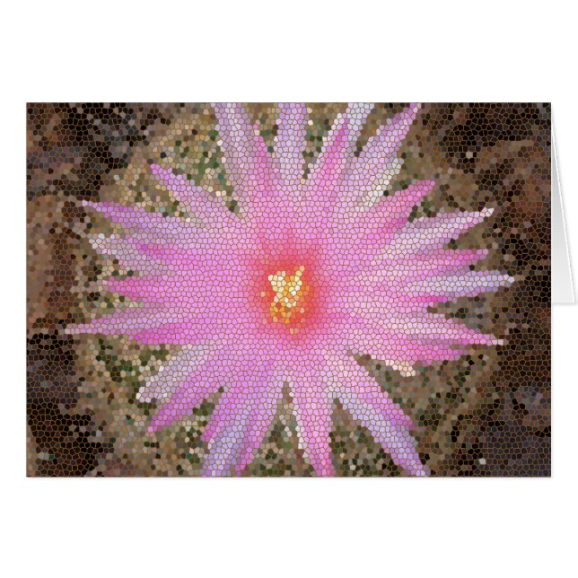 Att tänka på Rosa Mosaic Barrel Cactus Bloom Hälsningskort (Framsidan Horizontal)