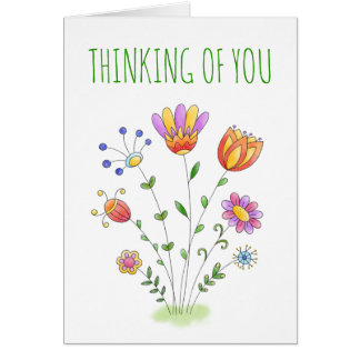 Att tänka på Vänskap-kortet Doodle Flowers Hälsningskort
