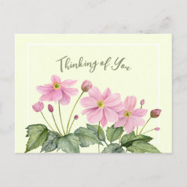 Att tänka på You Watercolor Rosa Japansk Anemone Vykort