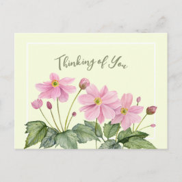 Att tänka på You Watercolor Rosa Japansk Anemone Vykort