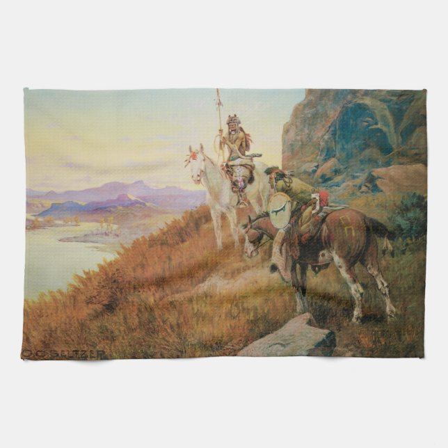 Att titta efter den vita mannens båtar av OC Seltz Kökshandduk (Horisontell)