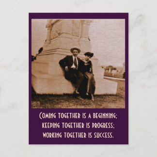 Att träffas är en början, att hålla ihop.. vykort