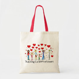 Att undervisa är ett Heart Tote Bag-arbete Tygkasse