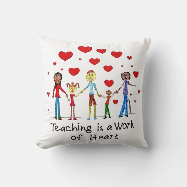 Att undervisa är ett hjärtearbete kudde (Framsida)