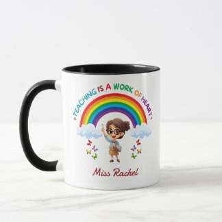 Att undervisa är ett hjärtearbete Rainbow Teacher Mugg