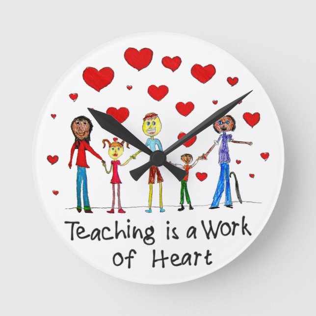 Att undervisa är ett hjärtearbete rund klocka (Framsida)