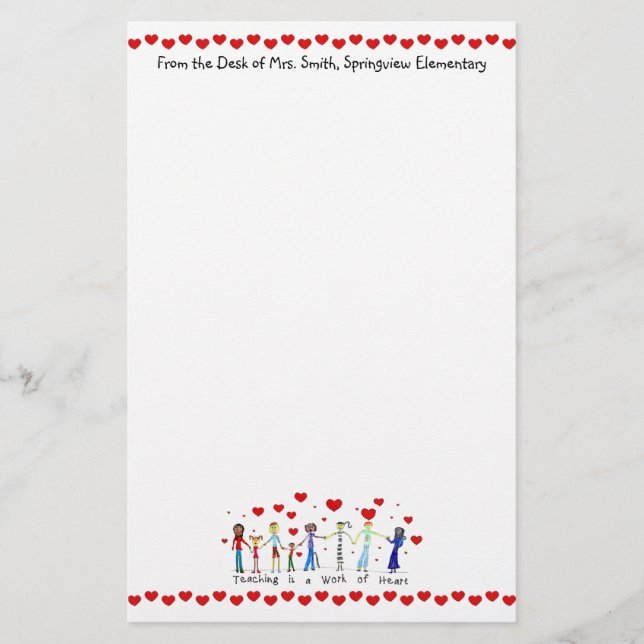 Att undervisa är ett hjärtstationeri brevpapper (Framsida)