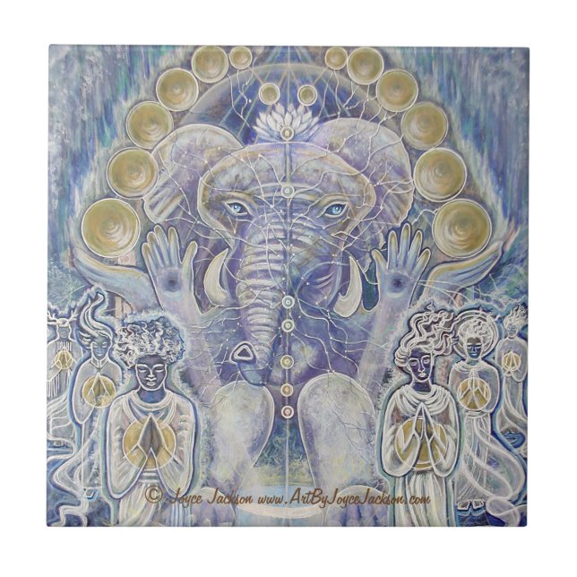 Att välsigna för Ganesha rikedom som är keramiskt, Kakelplatta (Framsidan)