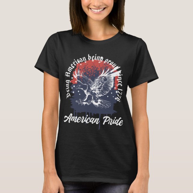 Att vara amerikansk stolt örn t shirt (Framsida)