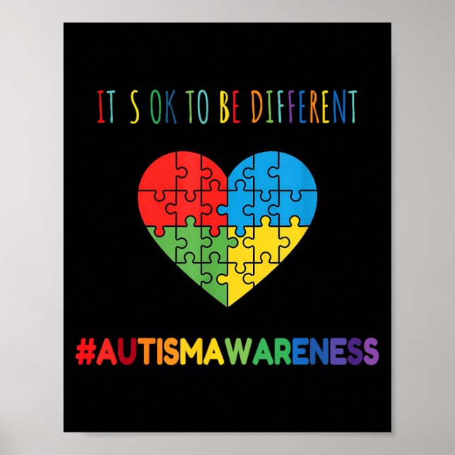 att vara annorlunda Autism Acceptans Hjärta Pussel Poster (Framsidan)