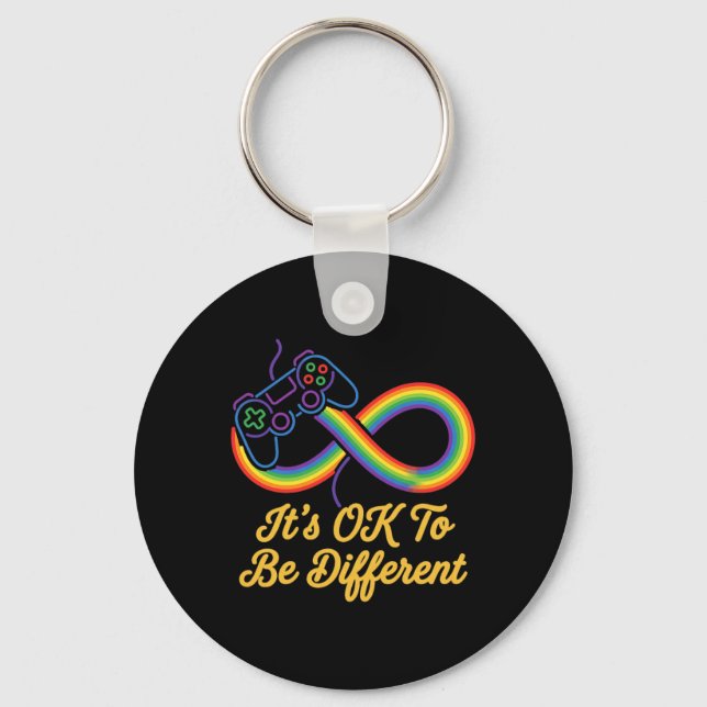 att Vara Annorlunda Autism Gaming Rainbow Infinity Nyckelring (Framsida)