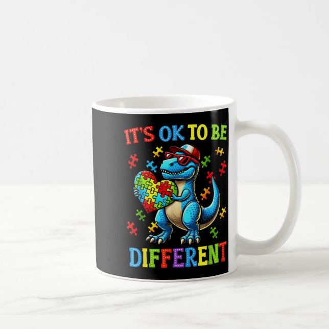 Att vara annorlunda Dinosaurie Autism Acceptans Ba Kaffemugg (Höger)