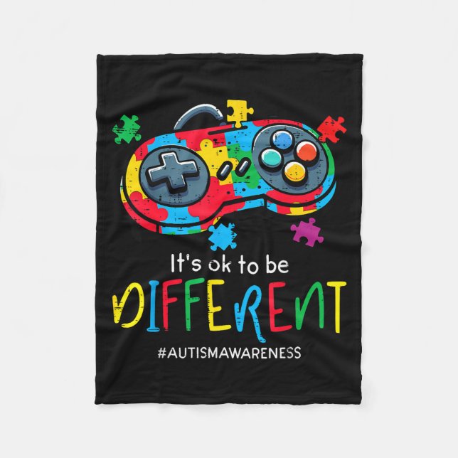 Att vara annorlunda spelkontroll autism män pojke fleecefilt (Framsidan)