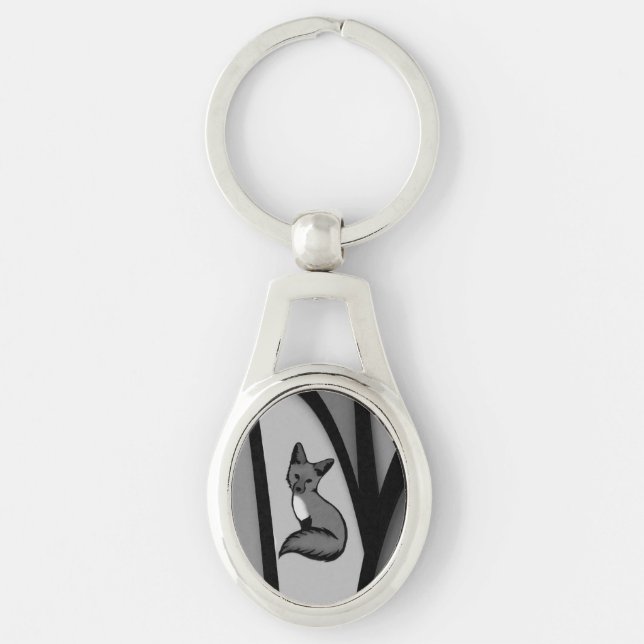 Att vara fexig ovalt silverfärgad nyckelring (Framsidan)