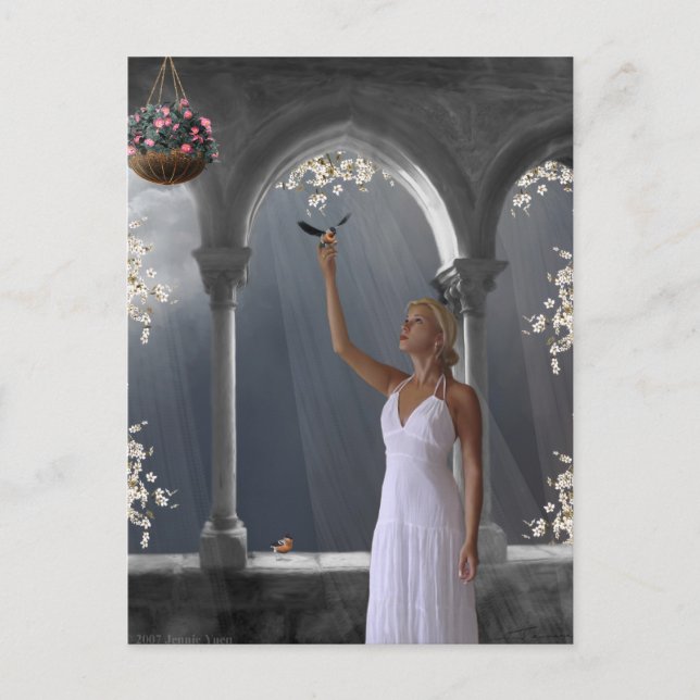 Att vara gratis som fågelkort vykort (Framsida)