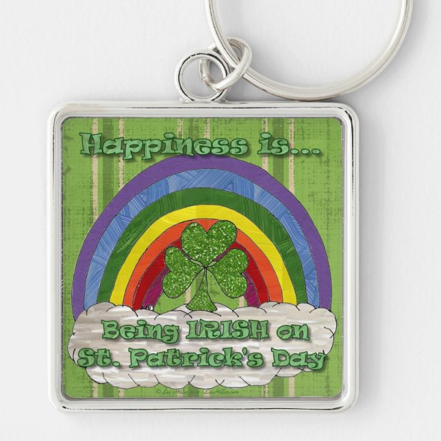 Att vara irländsk på St. Patricks dag Fyrkantig Silverfärgad Nyckelring (Framsidan)