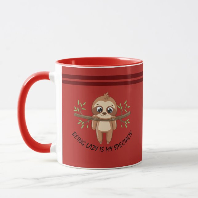 Att vara lat är min specialitet | Cute Sloth-mall Mugg (Vänster)