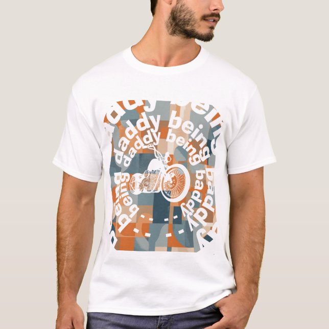 "Att vara pappa Baddy" Chopper-pappa Geometric T Shirt (Framsida)