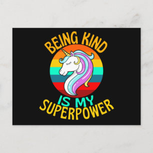 Att vara snäll är min supermakt Unicorn Fläkt Vykort