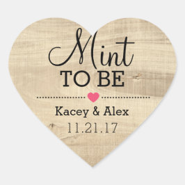 Att vara stickers Wood Heart Wedding-favoriter Hjärtformat Klistermärke