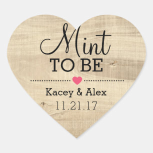 Att vara stickers Wood Heart Wedding-favoriter Hjärtformat Klistermärke