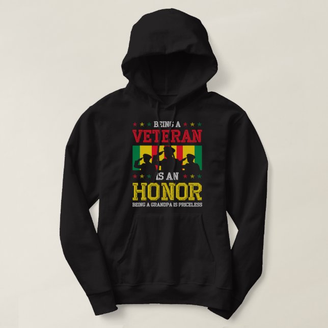 Att vara veteran är en ära att vara farfar är Pri Hoodie (Design framsida)