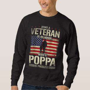 Att vara veteran är en ära att vara poppa är ovärd lång ärmad tröja
