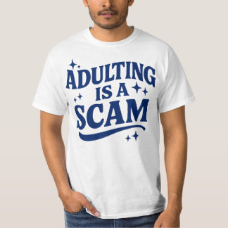 Att Vara Vuxen Är En Bluff Royalblå Text T Shirt
