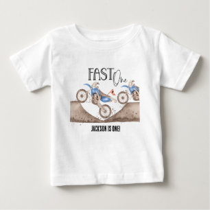 Att växa upp i snabb takt EN Blå Dirt Bike 1-årsda T Shirt