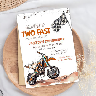 Att växa upp två Fast Dirt Bike Boy 2:a födelsedag Inbjudningar