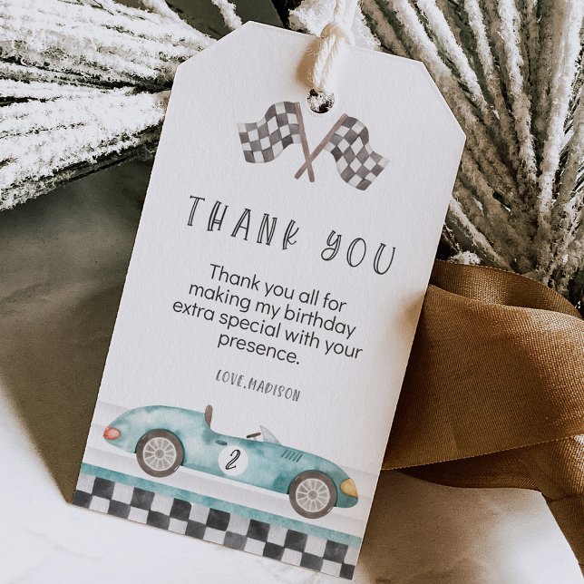 Att växa upp två fort 2-årsdag  presentetikett (Growing Up Two Fast race car 2nd birthday favor gift tags)